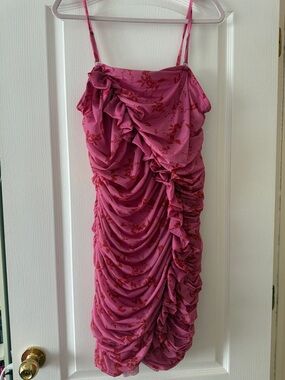 Wild Fable Pink Floral Ruffled Draped Dress